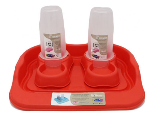Imagen de Kit Bebed. y Comed. Flex GOURMET 650ML C/Bandeja - Rojo