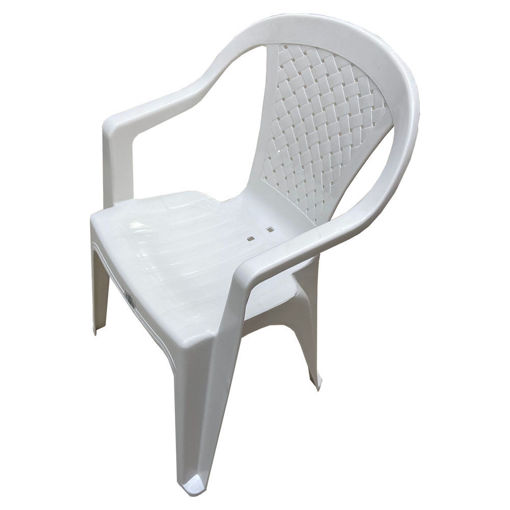 Imagen de Silla Plástica Piero Blanca con Apoya  Brazos PVC