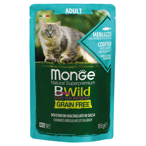 Imagen de Monge Salsa Bwild Adulto Merluza y Vegetales 85grs