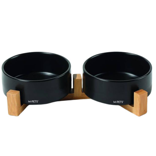 Imagen de Bowls MPETS Cerámica con stand de Bambú 2x350ml